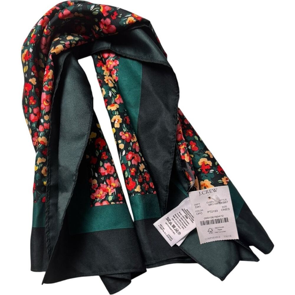J. Crew  Season Trendy Vibrant Floral Polyester  Square Scarf NWT